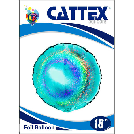 Turquoise / tiffany glitter folieballon rond, 45 cm