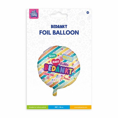 Bedankt folieballon, 18 inch
