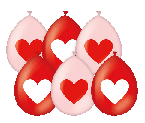 Love ballonnen met hartje, 6 st., 30cm