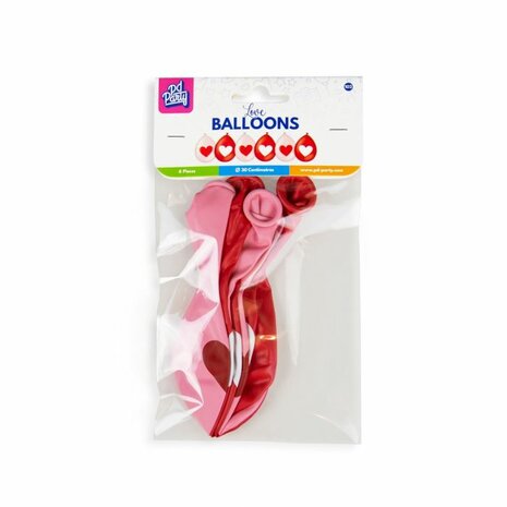 Love ballonnen met hartje, 6 st., 30cm