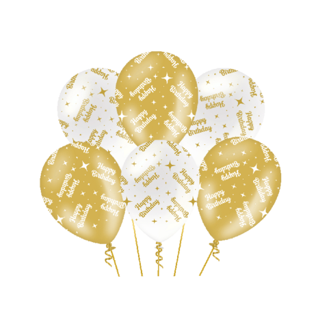 Happy Birthday fancy party ballonnen, 6 st