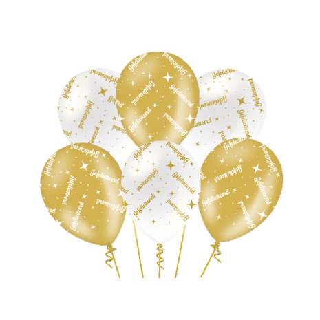 Gefeliciteerd ballonnen fancy party, 6 st.