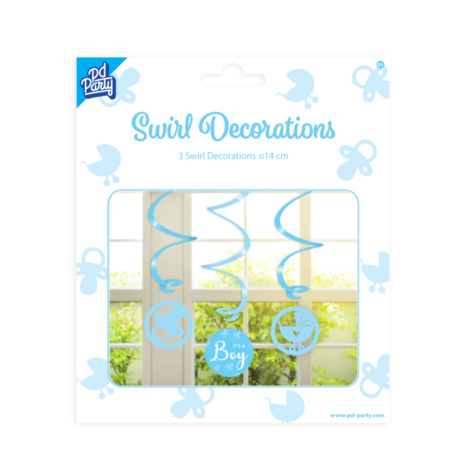 swirl decoratie Its a Boy, 3 st