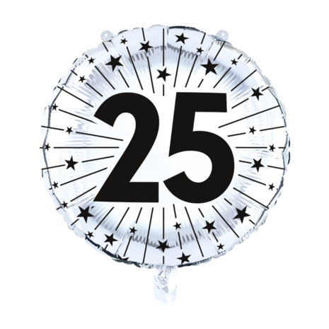 25 zilver folieballon rond, 45 cm