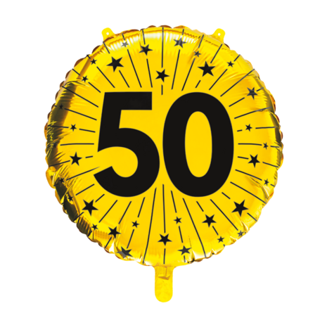 50 goud folieballon rond, 45 cm