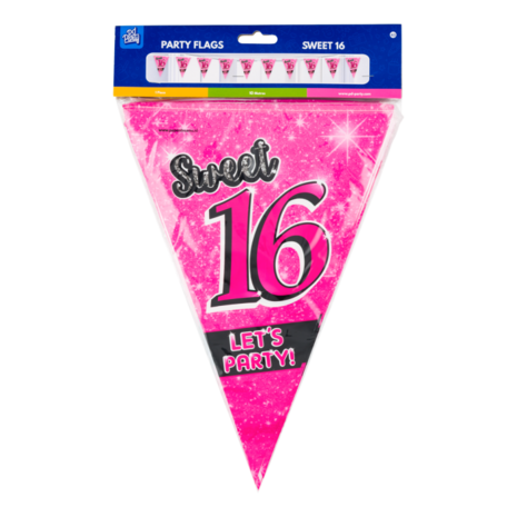 Sweet 16 vlaggenlijn roze, 10 m