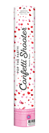 hartjes confetti shooter, rood, 40 cm