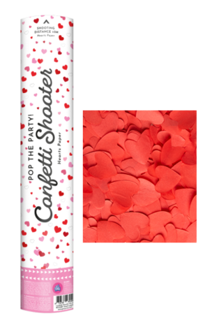 hartjes confetti shooter, rood, 40 cm
