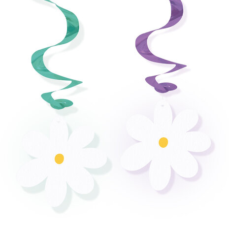 Daisy madeliefjes swirls, 4 stuks, 95cm