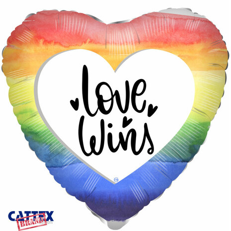 Love wins folieballon hart, 18 inch