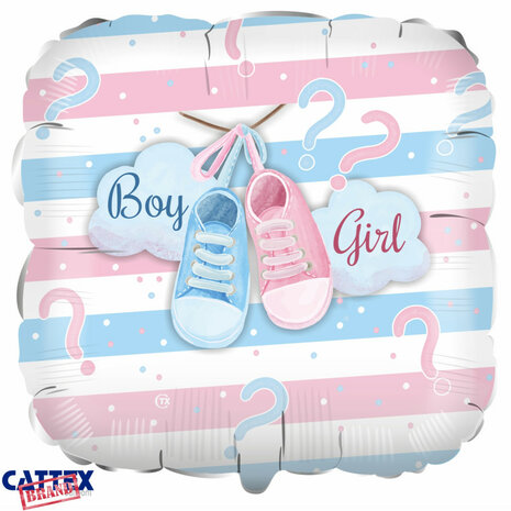 Boy or Girl gender reveal folieballon, 43 cm