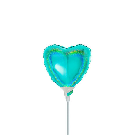 Tiffany glitter hartje mini folieballon, 10 cm