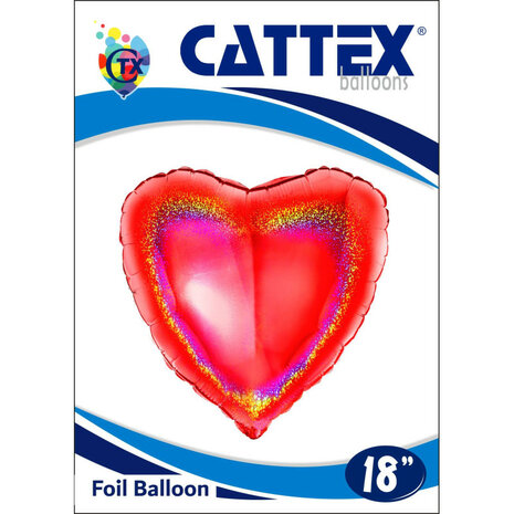 Rood glitter hart folieballon, 45 cm