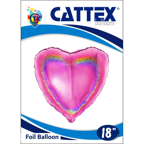 Fuchsia glitter hart folieballon, 45 cm