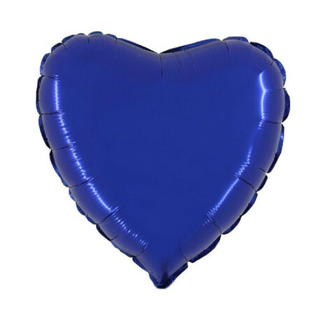 Donkerblauw hart folieballon, 45 cm