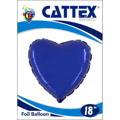 Donkerblauw hart folieballon, 45 cm