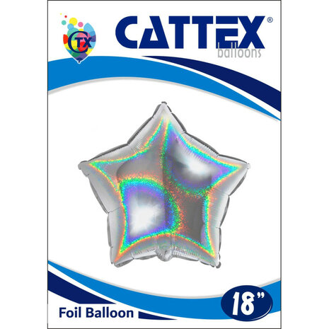 Zilver glitter folieballon ster, 45 cm
