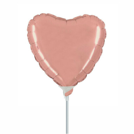 Rose gold hartje mini folieballon, 23 cm