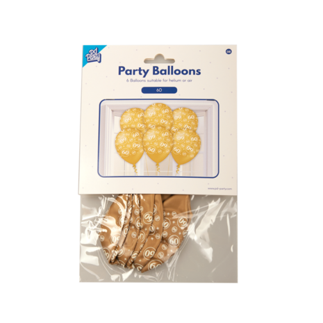 60 jaar jubileum latex ballonnen, 6 st.