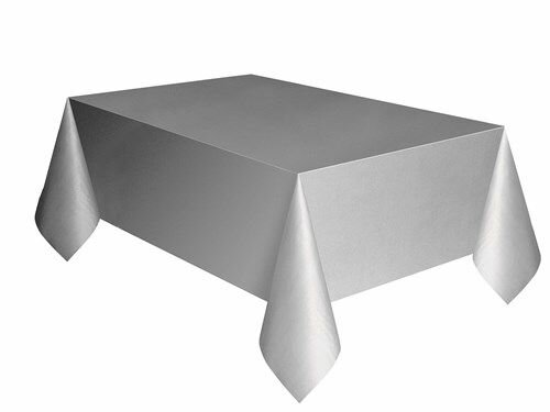 Zilver tafelkleed, plastic, 137x274 cm