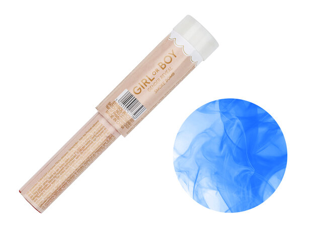 Rookbom gender reveal blauw