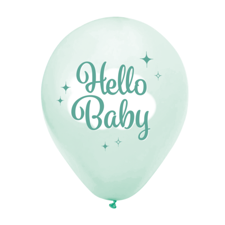 helium ballonnen hello baby, geboorte neutraal, 8 st