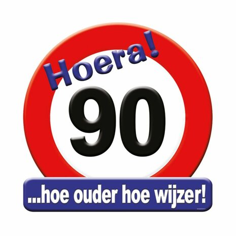 90 jaar huldebord verkeersbord