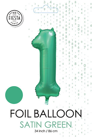 folie cijfer 1 mat groen, 86cm