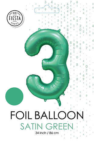 folie cijfer 3 mat groen, 86cm