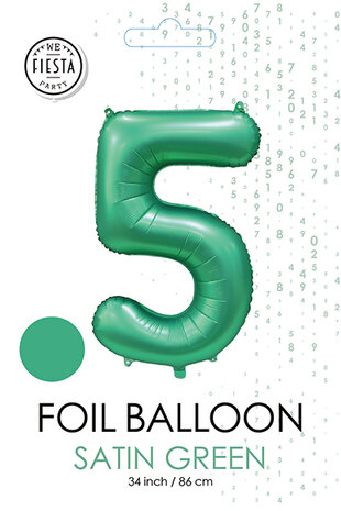 folie cijfer 5 satijn groen, 86cm