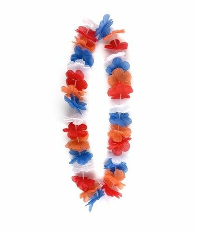 Hawaii slinger ketting rood-wit-blauw-oranje