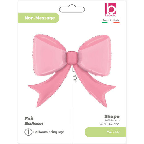 Pink bow folieballon shape, 41 inch