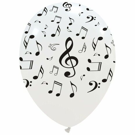 Ballonnen met muzieknootjes bedrukt, 30 cm