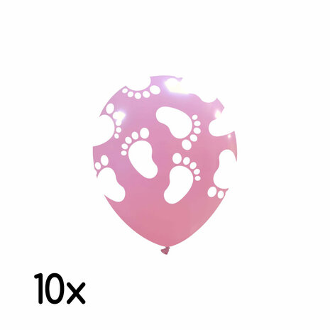Ballonnen baby voetjes roze, 13 cm