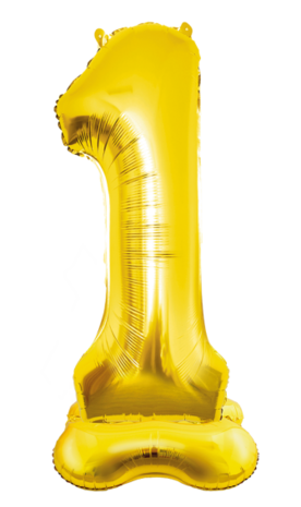 folieballon met staand cijfer 1, goud, 150 cm