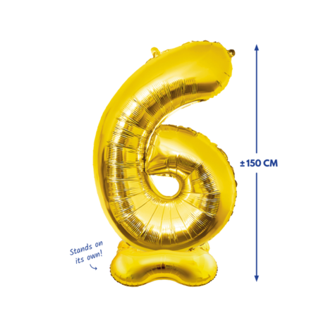 foliecijfer 6 staand, 150 cm, goud
