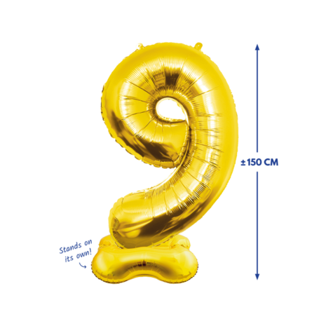 foliecijfer 9 staand, goud, 150 cm
