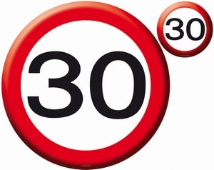 30 jaar, Verkeersbord Placemats+ onderzetters, 4 st.