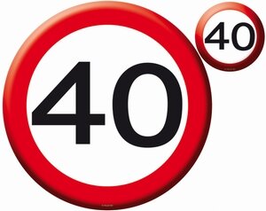 40 jaar, Verkeersbord Placemats+ onderzetters, 4 st.