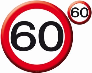 60 jaar, Verkeersbord Placemats + onderzetters, 4 stuks