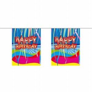 Mini vlaggenlijn, Happy Birthday, 4 meter