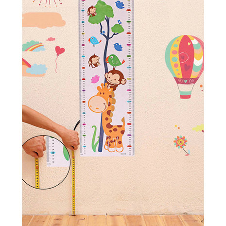 Groeimeter sticker giraffe met aap