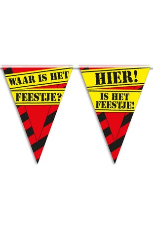 Vlaggenlijn Waar is het feestje? Hier is het feestje. 10 meter