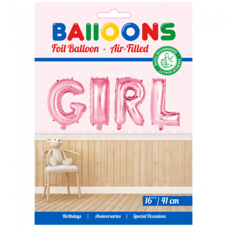 Folieballon GIRL, roze