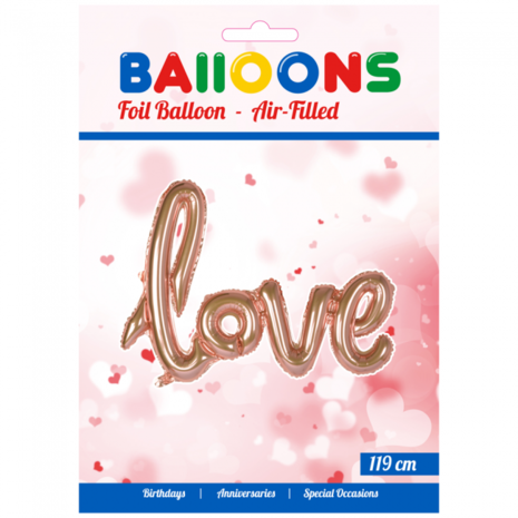 Folieballon love, ros&eacute; goud