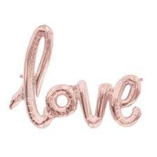 Folieballon love, ros&eacute; goud