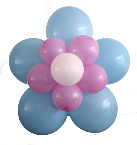 Bloem van ballonnen DIY babyblauw/roze
