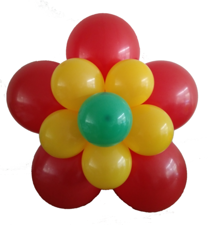 Bloem van ballonnen DIY rood/geel