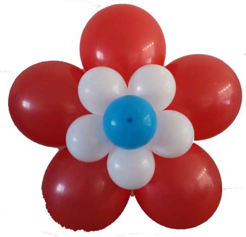 DIY ballonnen bloem rood/wit/blauw