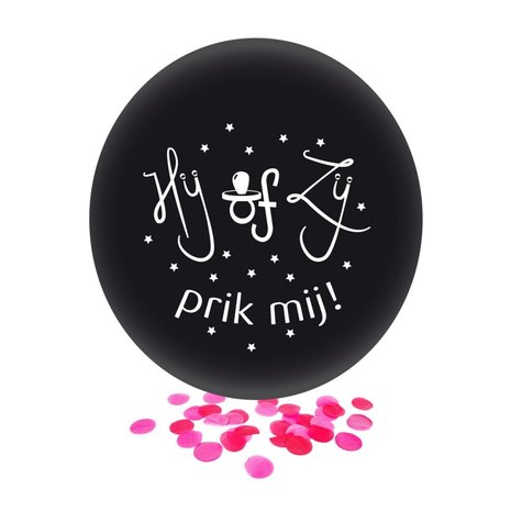 Gender reveal ballon met roze confetti